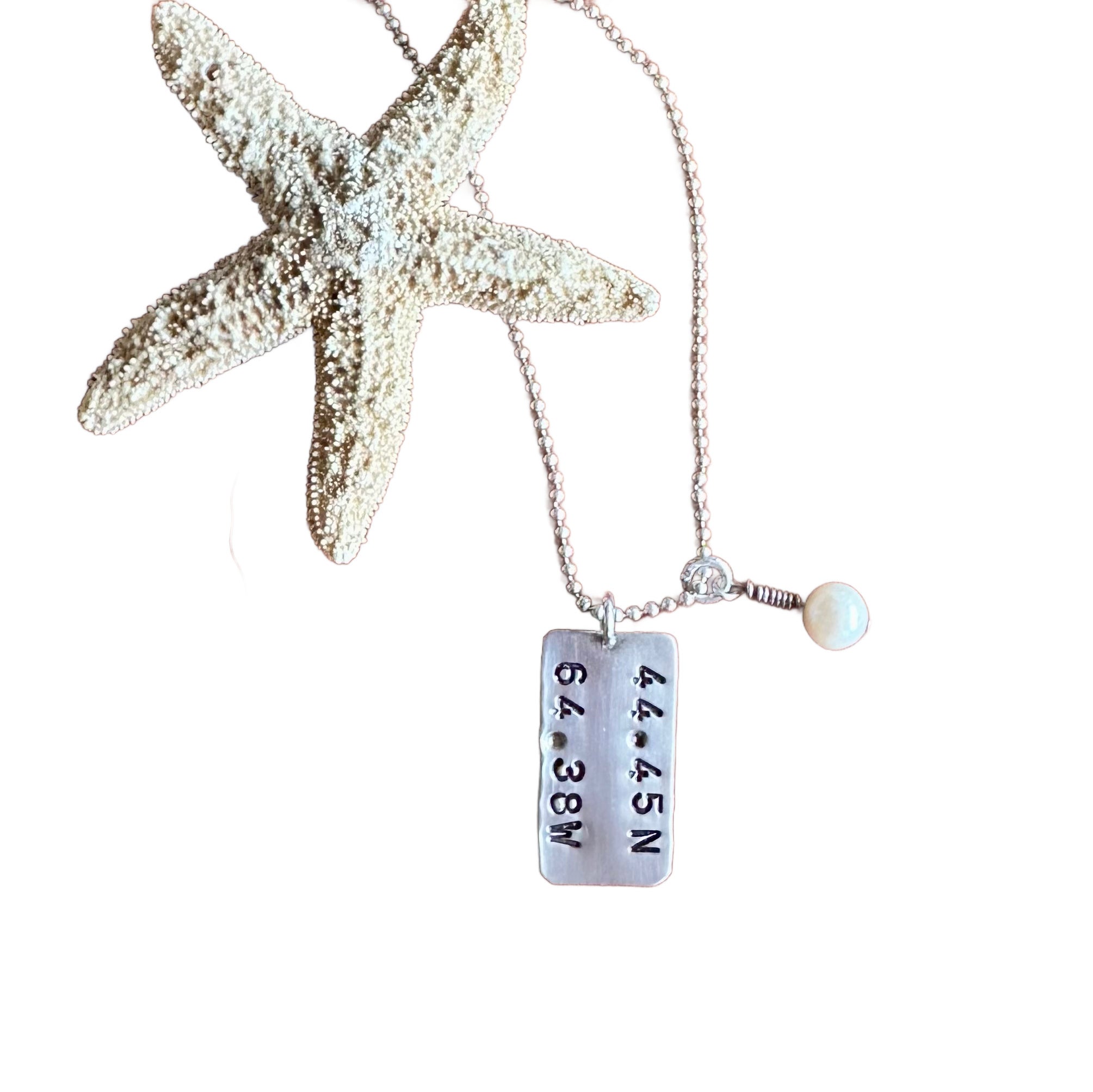 Evangeline Nautical Code Longitude Latitude Necklace Seamist Studio
